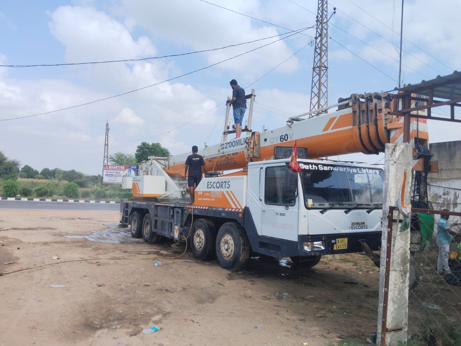 Crane operation at site